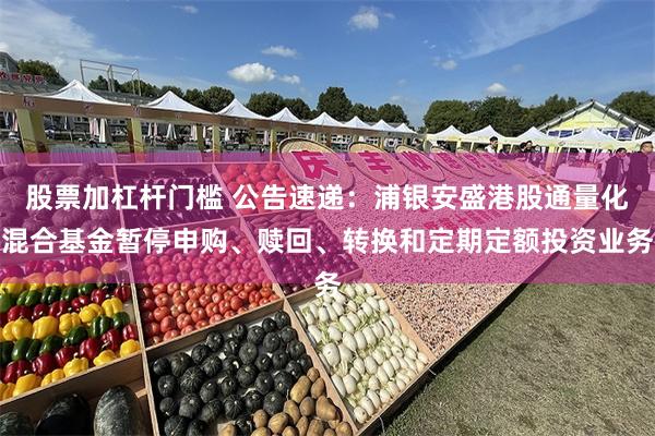 股票加杠杆门槛 公告速递：浦银安盛港股通量化混合基金暂停申购、赎回、转换和定期定额投资业务