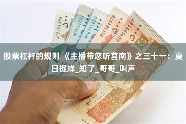 股票杠杆的规则 《主播带您听莒南》之三十一：夏日捉蝉_知了_哥哥_叫声